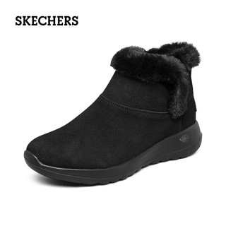 斯凯奇（Skechers）冬季雪地靴女反毛皮加绒保暖鞋靴百搭时尚休闲鞋 BBK全黑色 38