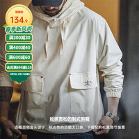 马登 MADEN工装 美式复古SMOCK甲板服卫衣户外防风连帽外套男春秋 米白色 S