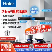 百亿补贴：Haier 海尔 21m³大吸力抽油烟机家用顶吸欧式吸油烟机燃气灶套餐组合910