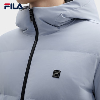 FILA 斐乐高质VC羽绒男士鹅绒羽绒服2024冬季休闲保暖连帽外套 胶凝灰-GY 190/112B/XXXXL