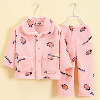 果贝猴 儿童珊瑚绒家居服套装 6码 随机颜色 1套