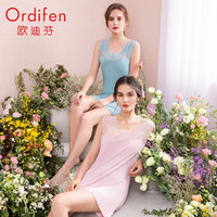 Ordifen 欧迪芬 家居服女舒适休闲清爽无袖透气柔软V领蕾丝拼接睡裙 妃粉色 M