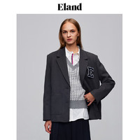 E·LAND 衣恋 ELAND衣恋春季西装夹克女学院风休闲简约风格雷系外套春秋款 灰色 M/165