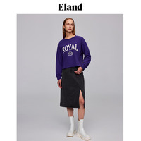 E·LAND 衣恋 ELAND衣恋秋复古风休闲短款套头卫衣女oversize上衣 紫色 S/160