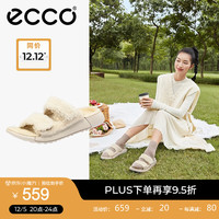 爱步（ECCO）拖鞋女 夏季季羊毛厚底魔术贴保暖棉拖鞋 科摩215313 21531360818