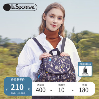 LeSportsac 女士双肩包 印花翻盖抽绳背包