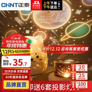 CHNT 正泰 星空投影灯音乐盒八音盒 满天星光小夜灯卧室旋转浪漫氛 6套灯片 正泰小夜灯贪吃猫系列