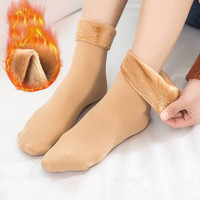 欧蓝薇雅冬季加厚保暖加绒地板袜女加绒女士短袜中筒袜雪地袜袜加绒 5双肤色 5双 均码