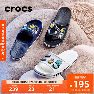 crocs 卡骆驰 一字拖贝雅卡骆班凉拖 款运动休闲拖鞋|205392 黑色/白色-066 36/37(220mm)