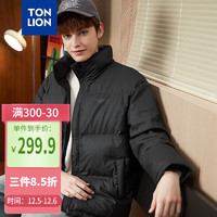 TONLION 唐狮 2023立领羽绒服男士宽松保暖面包服 黑色 XXL