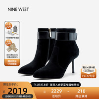 NINE WEST 玖熙 女士反绒扣带职业短靴 NG301072SK