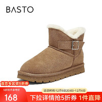 BASTO 百思图 23冬时尚户外雪地靴厚底女短靴CDE32DD3 驼色 39