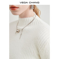 VEGA CHANG【仿貂绒打底】软软糯糯JU保暖 加厚绒针织毛衫女冬 霜白色 均码