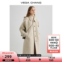 VEGA CHANG毛呢大衣女2024年冬新款大衣小个子高级感赫本风外套