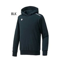 DESCENTE 男式连帽运动上衣弹力长袖套头衫 DTM2601B 黑、BLK(ブラック)
