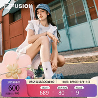 FILA FUSION斐乐潮牌女子板鞋2024运动鞋STACK黑白格休闲时尚 灰蓝-AA 36.5