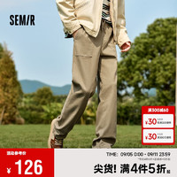 森马（Semir）休闲裤男2024冬季磨毛纯色工装裤松紧腰宽松直筒裤潮109724127104 驼色50167 L