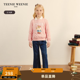 TEENIE WEENIE Kids小熊童装24秋季女童休闲学院风印花卫衣 粉色 110cm