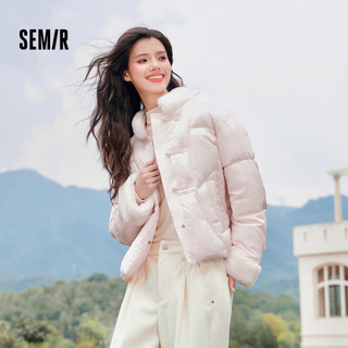 森马（Semir）棉服女设计感提花缎面国风2024冬毛领盘扣宽松外套新109724112005