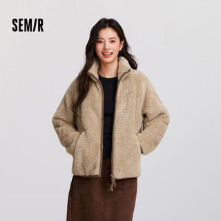 森马（Semir）外套女插肩袖珊瑚绒仿羊羔毛2024冬季立领宽松夹克109724108003