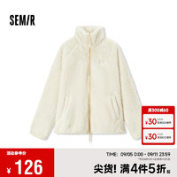 森马（Semir）外套女插肩袖珊瑚绒仿羊羔毛2024冬季立领宽松夹克109724108003 奶白10501 M