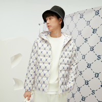 波司登奥莱羽绒服男老花潮流外套秋连帽轻薄羽绒服 米色经典老花9T48 A