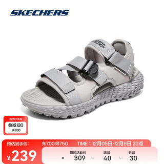 SKECHERS 斯凯奇 男子机能风搭扣运动休闲凉鞋894231灰色/GRY 42