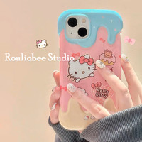 ins创意大哥大奶黄芝士适用苹果16promax手机壳iphone1514解压捏捏13pro11女12男16plus14保护套 粉KT猫P2-雪糕款