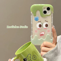 ins创意大哥大奶黄芝士适用苹果16promax手机壳iphone1514解压捏捏13pro11女12男16plus14保护套 绿表情-雪糕款