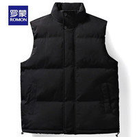 罗蒙(ROMON)【麂皮绒】立领马甲男2024秋冬加厚保暖百搭棉服背心男 黑色 XL