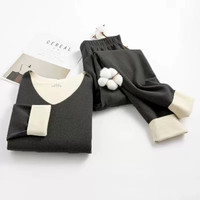 宝娜斯（BONAS）保暖内衣男士秋衣秋裤羊绒蚕丝秋冬保暖套装圆领绵毛衫磨毛浅绒 AB男款黑色 3XL