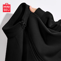 名创优品（MINISO）摇粒绒外套女秋冬季2024年潮流冲锋衣服内胆抓绒保暖女士夹克 【420G重磅奥粒绒】黑色(纯色) 加厚 165/L (体重125-145斤)