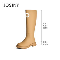 Josiny/卓诗尼秋冬百搭2024时尚休闲厚底系带潮流马丁靴长靴女靴 棕色282H84005薄绒 35