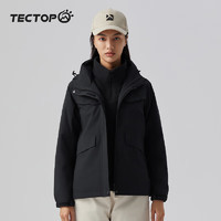 TECTOP 探拓 冲锋衣女三合一登山滑雪服防寒保暖抓绒内胆 48CF 经典黑 3XL