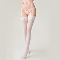 好奇蜜斯夏季薄款吊带丝袜女防滑白色性感蕾丝过膝袜jk袜少女长筒