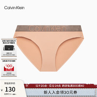 Calvin Klein内衣【炫光引力带】女士光泽ck提花细滑比基尼三角内裤女QF6257AD TRK-浅橙色 M