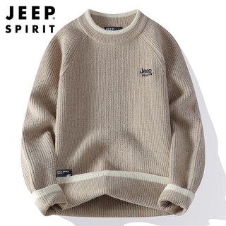 JEEP SPIRIT Jeep吉普男士毛衣秋冬款圆领休闲针织衫男百搭韩版厚保暖打底上衣