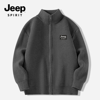 JEEP SPIRIT 吉普开衫毛衣男冬季立领防寒保暖内搭外穿拉链开衫男士重磅针织衫