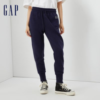Gap女装秋冬款LOGO宽松碳素软磨抓绒卫裤809240运动束脚裤 海军蓝 160/70A(S)