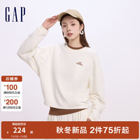 Gap女装2024初秋字母logo长袖卫衣简约百搭女友T上衣640250 米白色 165/84A(M) 亚洲尺码