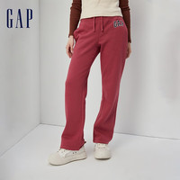 Gap女装秋冬款LOGO抓绒宽松运动裤微喇叭裤430369休闲裤 粉红色 160/64A(XXS)