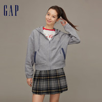 Gap女装冬季款LOGO拼接牛仔服夹克840932宽松廓形外套 灰色 160/80A(S)