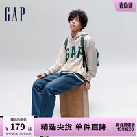 Gap男女装春季2024LOGO美式复古连帽法式圈织软卫衣892186 奶油米色 170/92A(M)亚洲尺码