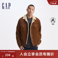 Gap 盖璞 男女装2024秋季新款灯芯绒仿羊羔绒拼接翻领外套夹克613690 咖色 180/100A(XL) 亚洲尺码