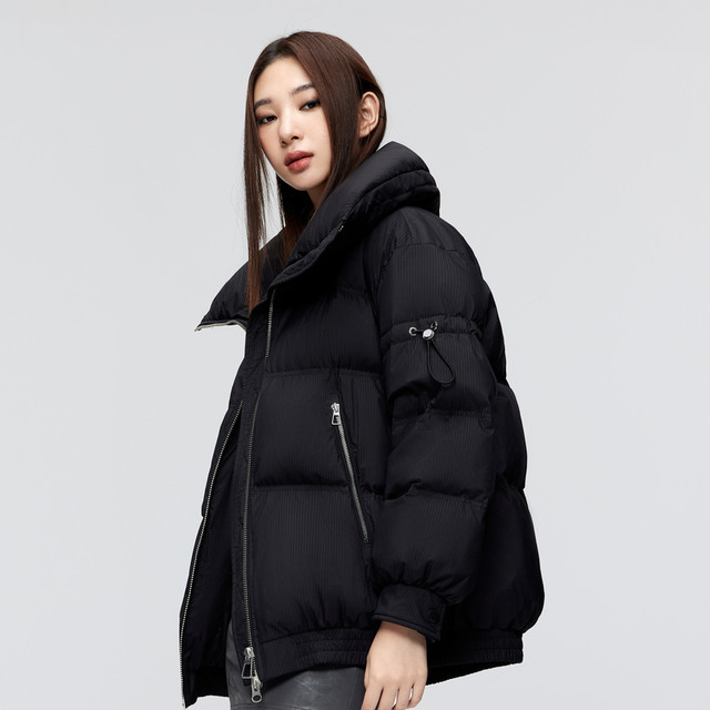 BOSIDENG 波司登 美拉德波司登奥莱女冬黑金宽松廓形翻领潮酷羽绒服短外套