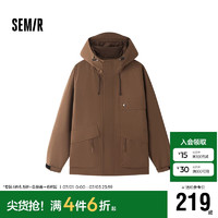 森马（Semir）外套2024秋季户外三防宽松连帽夹克插肩袖大口袋工装109524108102 胡桃棕51002 L