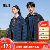 森马（Semir）外套男秋季潮流牛仔衣服时尚字母绣花夹克上衣设计感103523108103 牛仔深蓝 XL