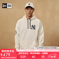 NEW ERA 纽亦华 2023新款MLB连帽卫衣男女NY套头休闲运动时尚潮衣 13732636-米色 S