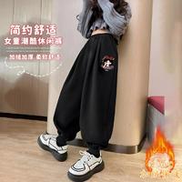 WARRIOR 回力 2024冬款加绒加厚女童卫裤卡通甜美长裤保暖舒适潮流中大童装