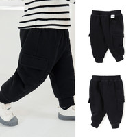 巴拉巴拉宝宝棉裤男童长裤冬季女童裤子工装裤加厚时尚潮 黑色90001